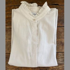 (New with tag) Uniqlo x Ines de la Fressange Cotton Frilled Long Sleeve Shirt, S